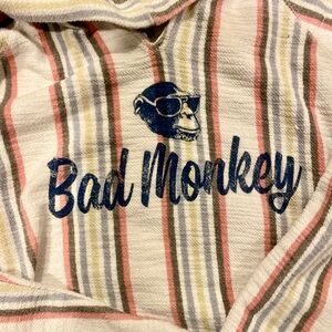 MV Sport Multicolor Bad Monkey Hoodie Sweatshirt Gray, Purple, Sea Foam Design